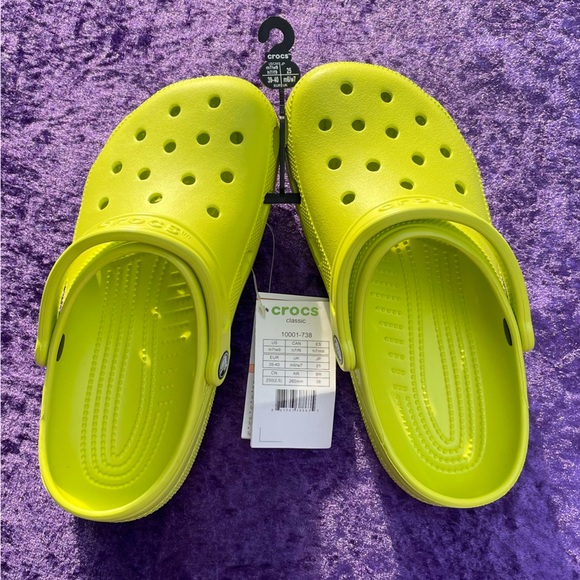 CROCS CLASSIC Neon Yellow NWT women’s size 9 - Picture 4 of 10